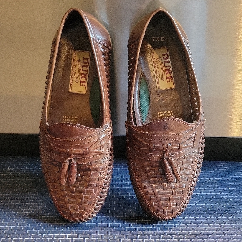 Haband Dark Brown Woven Leather Loafers